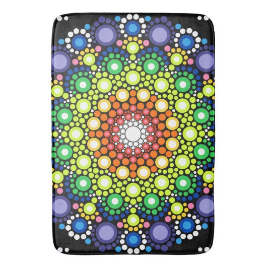 Floral Fractal Art gedateerd Retro Mandala Badmat (Voorkant Verticaal)