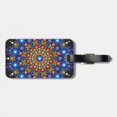 Floral Fractal Art gedateerd Retro Mandala Bagagelabel (Achterkant horizontaal)
