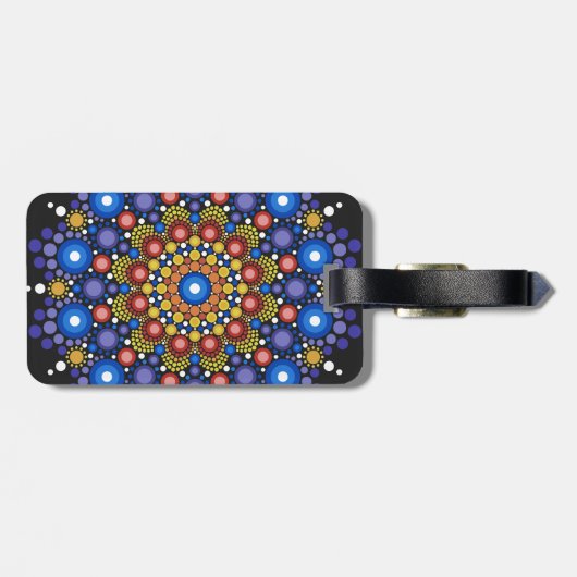 Floral Fractal Art gedateerd Retro Mandala Bagagelabel (Achterkant horizontaal)