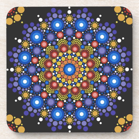 Floral Fractal Art gedateerd Retro Mandala Bier Onderzetter (Voorkant)