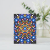 Floral Fractal Art gedateerd Retro Mandala Briefkaart (Staand voorkant)