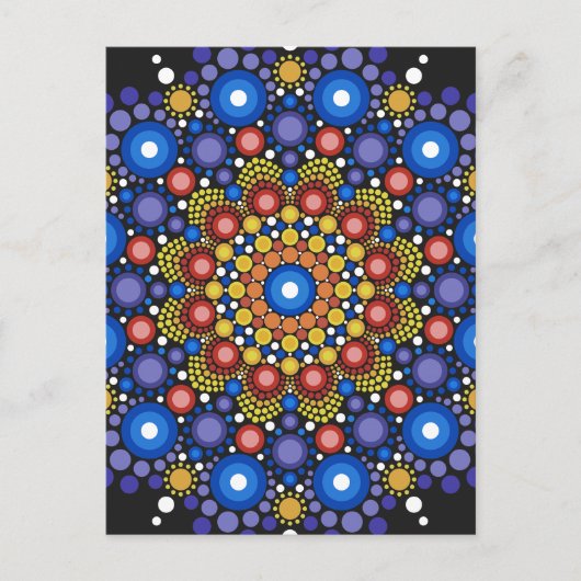 Floral Fractal Art gedateerd Retro Mandala Briefkaart (Voorkant)