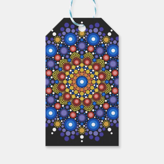 Floral Fractal Art gedateerd Retro Mandala Cadeaulabel (Voorkant)