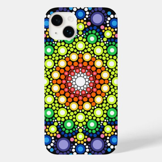 Floral Fractal Art gedateerd Retro Mandala Case-Mate iPhone Case (Achterkant)