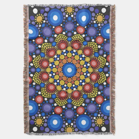 Floral Fractal Art gedateerd Retro Mandala Deken (Voorkant Verticaal)