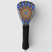 Floral Fractal Art gedateerd Retro Mandala Golfheadcover (Voorkant)