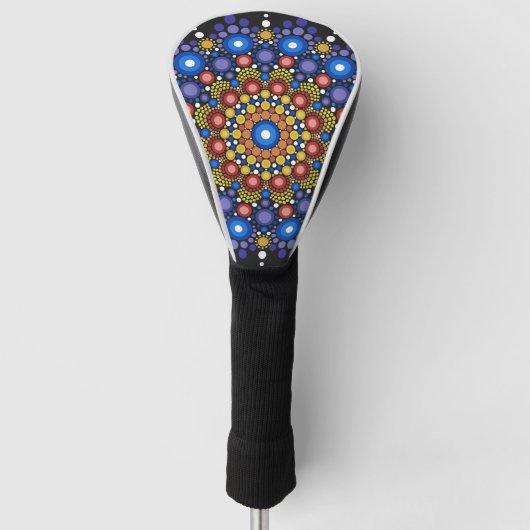 Floral Fractal Art gedateerd Retro Mandala Golfheadcover (Voorkant)