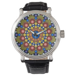 Floral Fractal Art gedateerd Retro Mandala Horloge