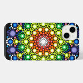Floral Fractal Art gedateerd Retro Mandala iPhone Hoesje (Achterkant horizontaal)