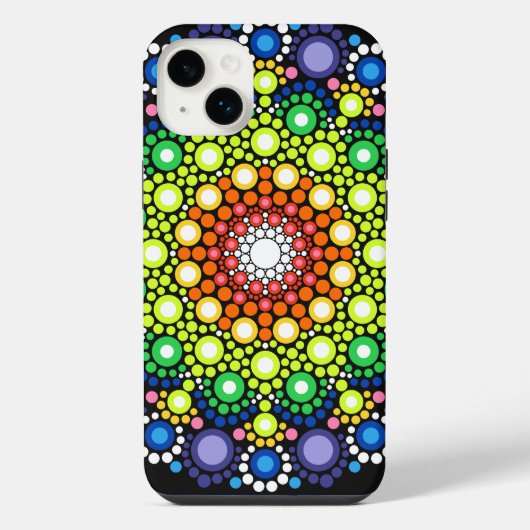 Floral Fractal Art gedateerd Retro Mandala iPhone Hoesje (Achterkant)