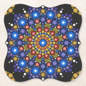 Floral Fractal Art gedateerd Retro Mandala Kartonnen Onderzetters (Voorkant)