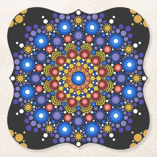 Floral Fractal Art gedateerd Retro Mandala Kartonnen Onderzetters (Voorkant)