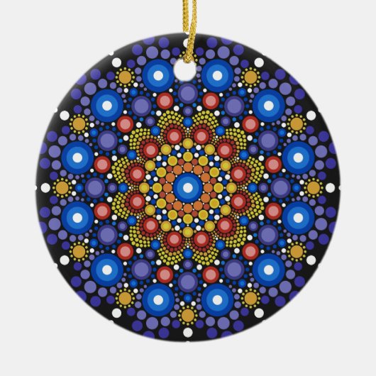 Floral Fractal Art gedateerd Retro Mandala Keramisch Ornament (Voorkant)