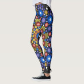 Floral Fractal Art gedateerd Retro Mandala Leggings (Links)