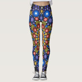 Floral Fractal Art gedateerd Retro Mandala Leggings (Voorkant)