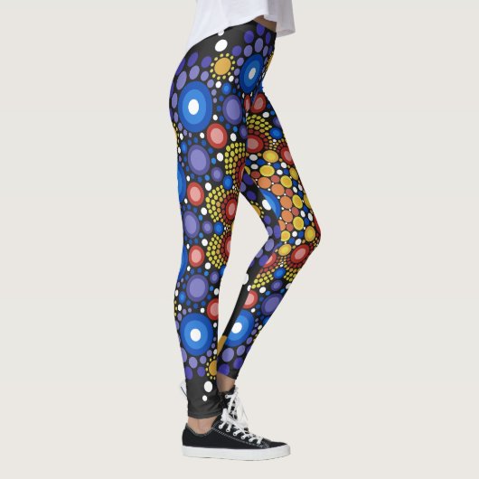 Floral Fractal Art gedateerd Retro Mandala Leggings (Rechts)