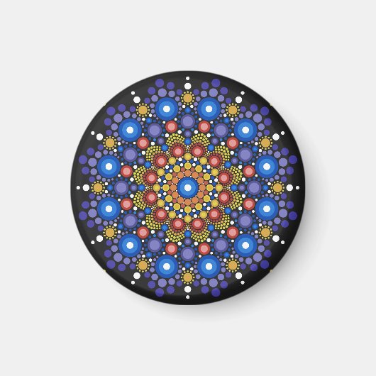 Floral Fractal Art gedateerd Retro Mandala Magneet (Voorkant)