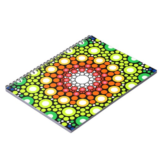 Floral Fractal Art gedateerd Retro Mandala Notitieboek (Linkerzijde)