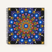 Floral Fractal Art gedateerd Retro Mandala Notitieboek (Voorkant)