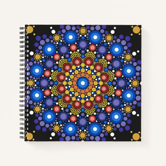 Floral Fractal Art gedateerd Retro Mandala Notitieboek (Voorkant)