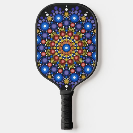 Floral Fractal Art gedateerd Retro Mandala Pickleball Paddle (Voorkant)