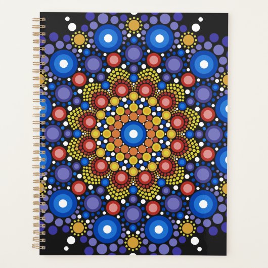 Floral Fractal Art gedateerd Retro Mandala Planner (Voorkant)