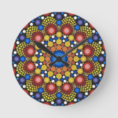 Floral Fractal Art gedateerd Retro Mandala Ronde Klok (Voorkant)