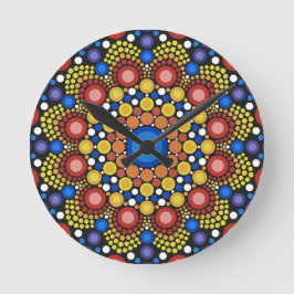 Floral Fractal Art gedateerd Retro Mandala Ronde Klok