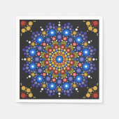 Floral Fractal Art gedateerd Retro Mandala Servet (Voorkant)