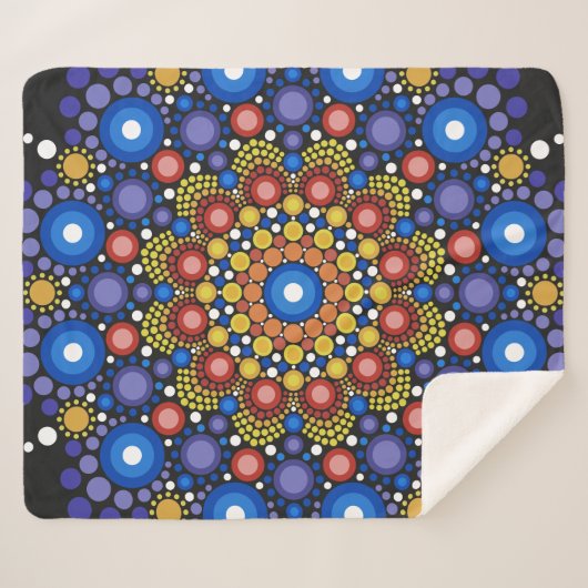 Floral Fractal Art gedateerd Retro Mandala Sherpa Deken (Voorkant (horizontaal))