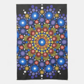 Floral Fractal Art gedateerd Retro Mandala Theedoek (Verticaal)