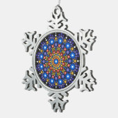 Floral Fractal Art gedateerd Retro Mandala Tin Sneeuwvlok Ornament (Rechts)