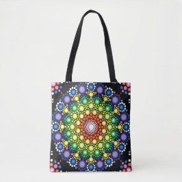 Floral Fractal Art gedateerd Retro Mandala Tote Bag