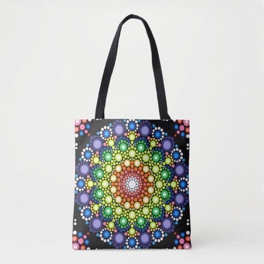 Floral Fractal Art gedateerd Retro Mandala Tote Bag (Voorkant)