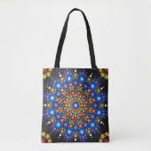 Floral Fractal Art gedateerd Retro Mandala Tote Bag (Voorkant)