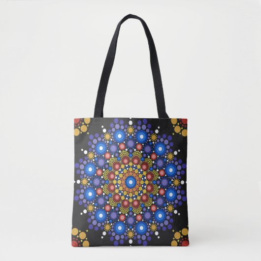Floral Fractal Art gedateerd Retro Mandala Tote Bag (Voorkant)