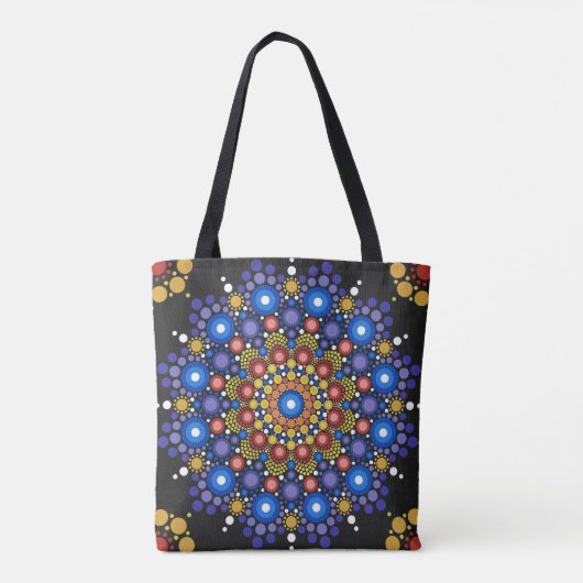 Floral Fractal Art gedateerd Retro Mandala Tote Bag (Achterkant)