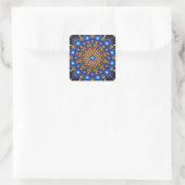 Floral Fractal Art gedateerd Retro Mandala Vierkante Sticker (Tas)
