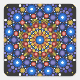 Floral Fractal Art gedateerd Retro Mandala Vierkante Sticker
