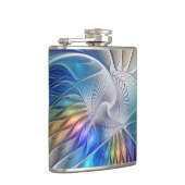 Floral Fractal Art, kleurrijke Abstracte ventilato Heupfles (Rechts)