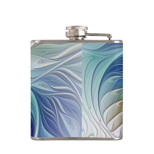 Floral Fractal Art, kleurrijke Abstracte ventilato Heupfles (Achterkant)