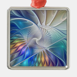Floral Fractal Art, kleurrijke Abstracte ventilato Metalen Ornament