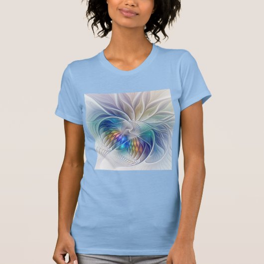 Floral Fractal Art, kleurrijke Abstracte ventilato T-shirt (Voorkant)