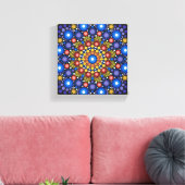 Floral Fractal Dotted Retro Mandala Canvas Afdruk (Insitu (Woonkamer))