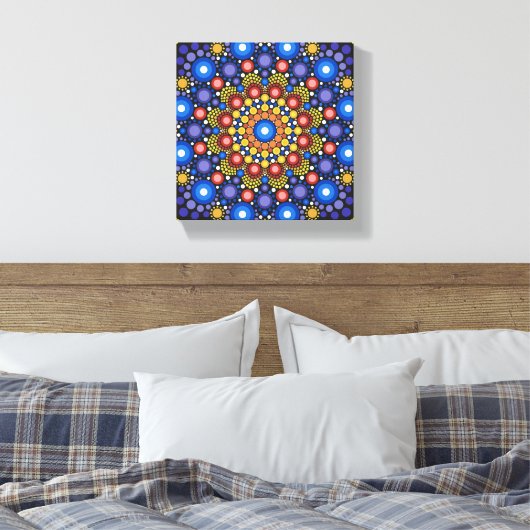 Floral Fractal Dotted Retro Mandala Canvas Afdruk (Insitu (Slaapkamer))