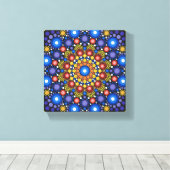 Floral Fractal Dotted Retro Mandala Canvas Afdruk (Insitu (Houten vloer))