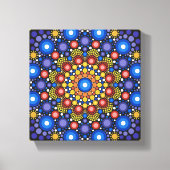 Floral Fractal Dotted Retro Mandala Canvas Afdruk (Voorkant)
