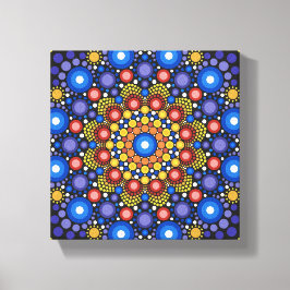 Floral Fractal Dotted Retro Mandala Canvas Afdruk