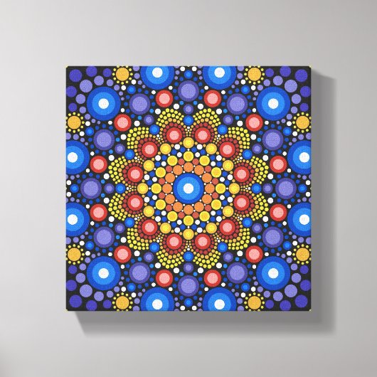 Floral Fractal Dotted Retro Mandala Canvas Afdruk (Voorkant)