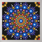 Floral Fractal Dotted Retro Mandala Poster (Voorkant)